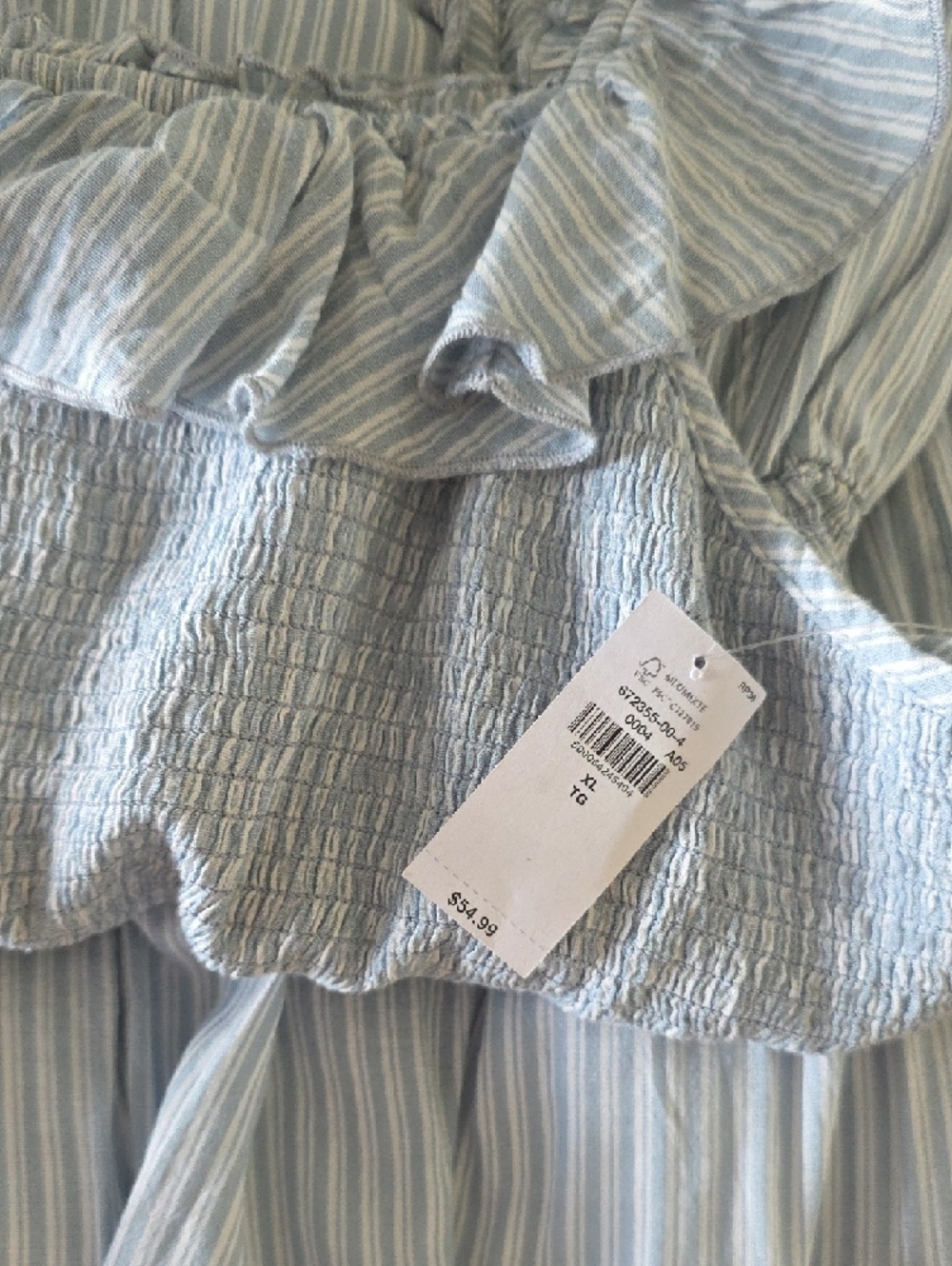 Old Navy Light Blue Striped Ruffle-Shoulder Maxi Dress - Picture 2 of 2
